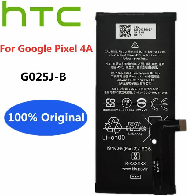 Original Ersatzakku für Google Pixel 4a 4G in Schwarz mit 3080mAh Kapazität - Bild 1
