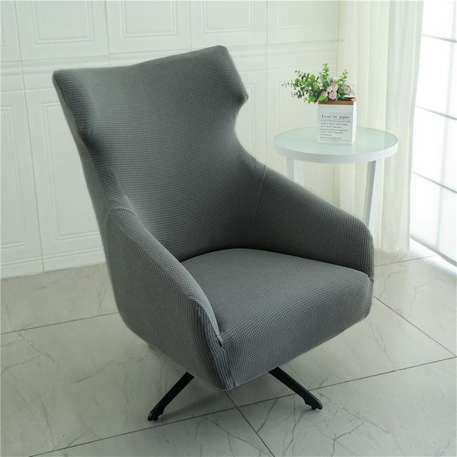Yiran Furniture Elastischer Esszimmerstuhlbezug mit Karomuster in Grau, Waschbarer Staubdichter Stuhlüberzug für Einzelstühle, Breite: 60 cm - Bild 1
