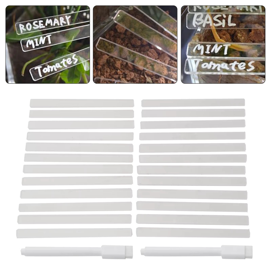 24er Set Acryl Pflanzenbeschriftung mit Stift, Transparente Pflanzenschilder und Marker für Blumentöpfe und Garten zur Kennzeichnung von Blumen und Pflanzen - Bild 3