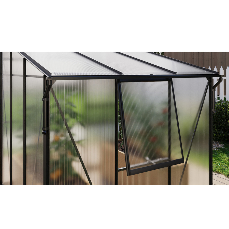 Vitavia Gewächshaus Palma 3250 mit Polycarbonat-Platten und Stahlfundamentrahmen in Schwarz - Bild 4