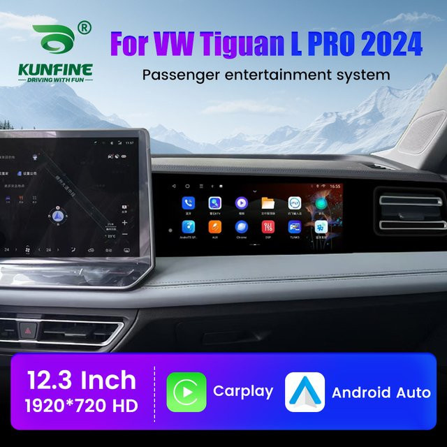 KUNFINE 12,3-Zoll Co-Pilot Unterhaltungsbildschirm für VW Tiguan L PRO 2024 mit CarPlay und Android-System, Schwarz - Bild 1