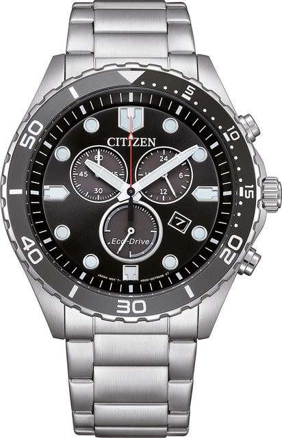Citizen Chronograph, Solar, Edelstahl, Schwarz, 43 mm, Herren - Bild 1