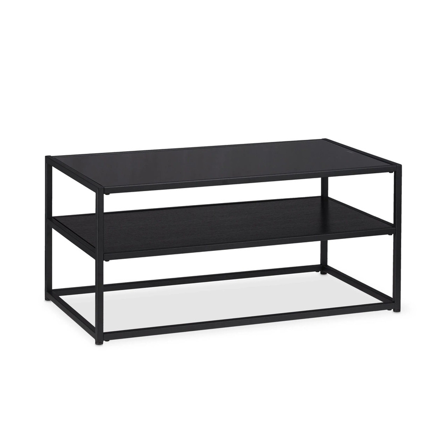 Relaxdays Couchtisch aus Glas und Metall in Schwarz mit 2 Ebenen, B/T/H: 90 x 42 x 50 cm - Bild 2