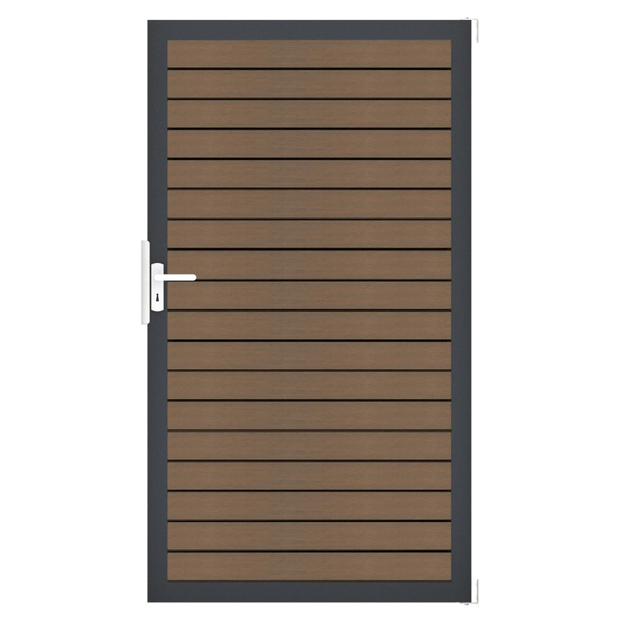 GroJa einflügeliges Gartentor Solid Rhombus in Teak Co-Extrudiert, Farbe Braun, B: 100 cm, H: 180 cm - Bild 2