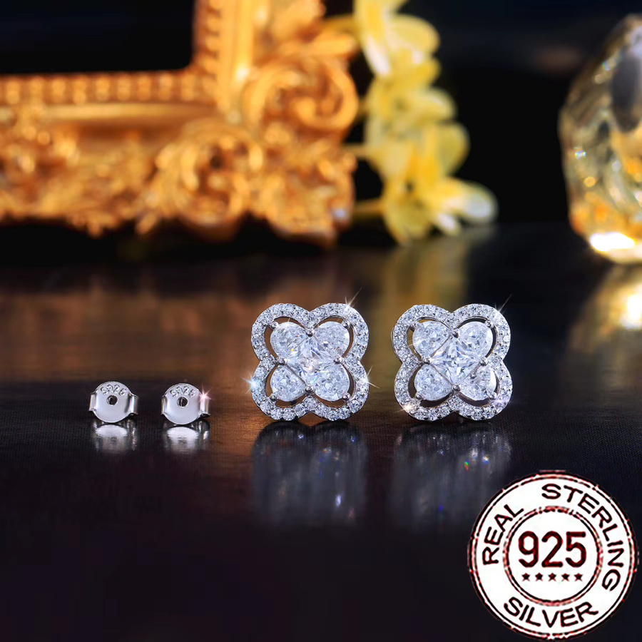 CWWZircons Ohrstecker, 925 Silber, Zirkonia, Kristall, Damen - Bild 4