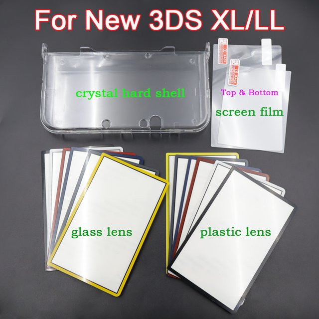 TingDong Schutzset für New Nintendo 3DS XL in Transparent und Blau mit Hartschale, Schutzfolien für obere und untere Bildschirme sowie Linsenabdeckungen - Bild 1