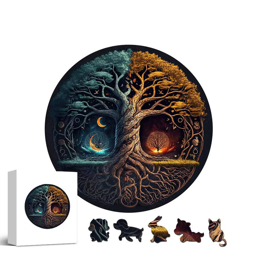 Yin-Yang Lebensbaum Holzpuzzle, tierförmige Teile, ab 14 Jahren - Bild 6