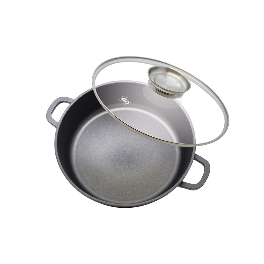 ELO Alucast Servierpfanne mit Glasdeckel und Aromaknopf, Schwarz, Durchmesser: 28 cm - Bild 2