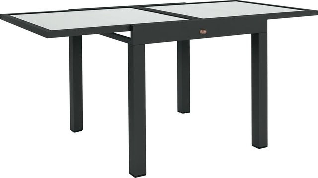 Outsunny Gartentisch aus Aluminium und gehärtetem Glas in Schwarz, ausziehbar, B: 160 cm, T: 80 cm, H: 75 cm - Bild 1