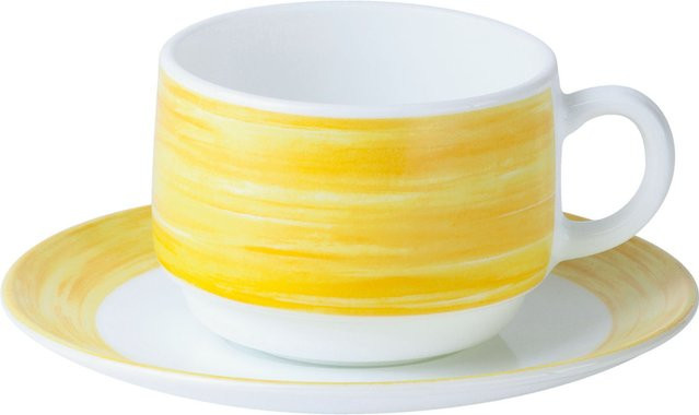 Arcoroc Kaffeetasse Brush Gelb, 12er Pack, Durchmesser: 7,7 cm, Höhe: 5,8 cm, 190 ml - Bild 1
