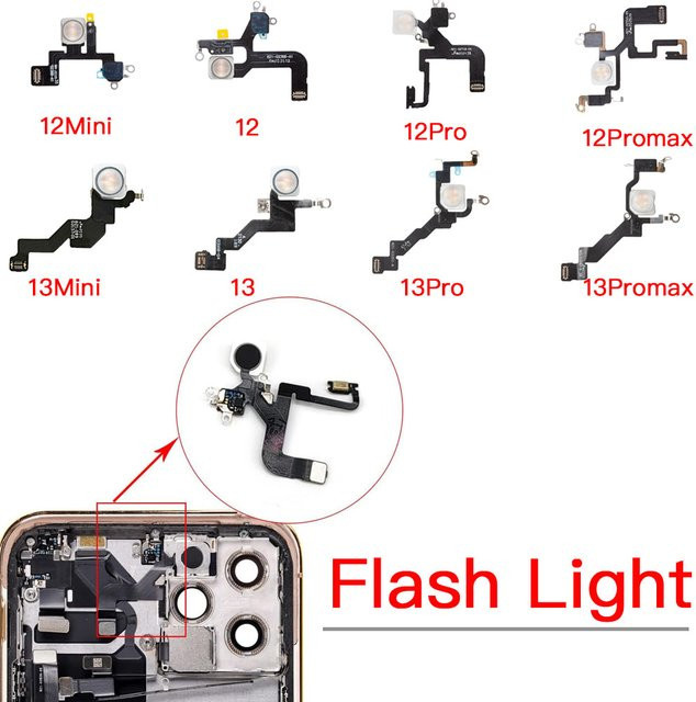 Blitzlicht-Flexkabel Ersatzteil für iPhone 12 13 Mini Pro Max inklusive Mikrofonmodul in Schwarz - Bild 1