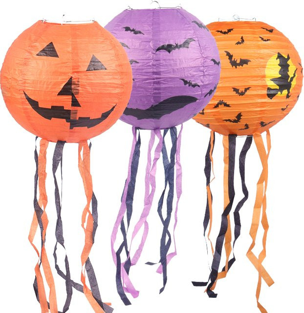 Joy-enlife Halloween Papier Laternen mit Kürbis- und Fledermausmuster für deine Party Dekoration, Mehrfarbig - Bild 1