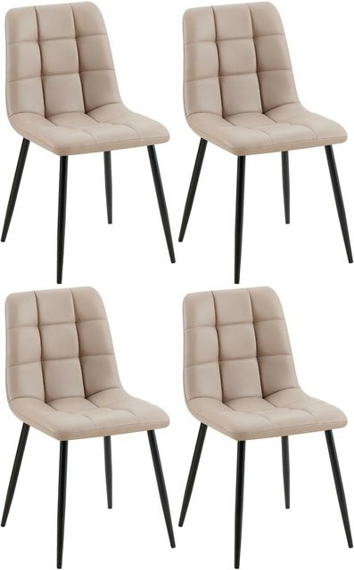 4er Set Esszimmerstühle DELUKE FANOR aus Kunstleder in Taupe mit Stepp-Muster, B/T/H: 45 x 55 x 84 cm - Bild 1