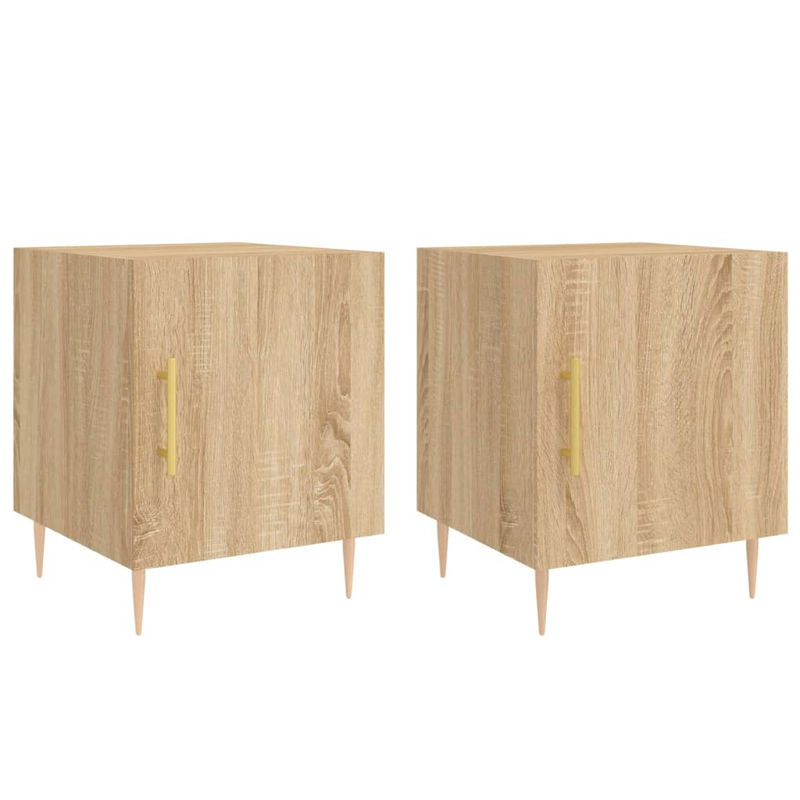 Vidaxl Set 2 Nachttische Modern Skandinavisch in Sonoma-Eiche aus Holzwerkstoff und Metall, B/T/H: 40 x 40 x 50 cm - Bild 2
