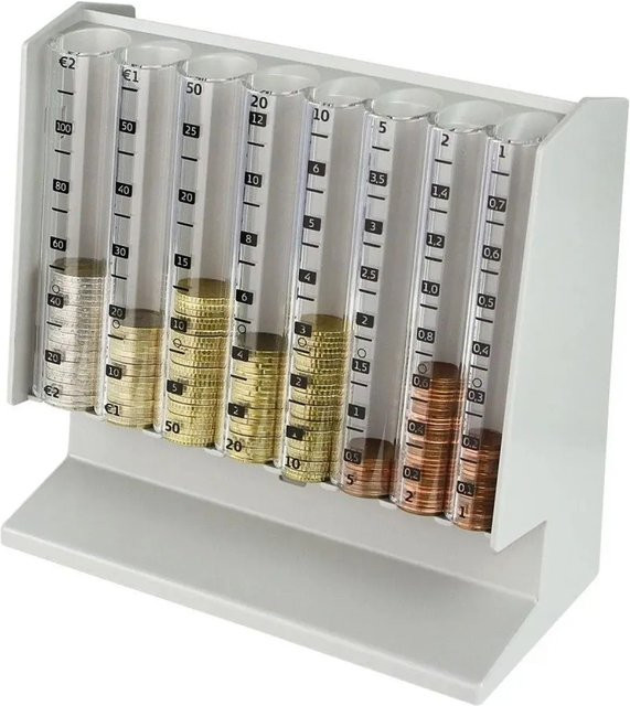 HMF Münzsortierer Spardose Euro in Lichtgrau und Transparent, B/T/H: 21 x 20 x 10 cm - Bild 1