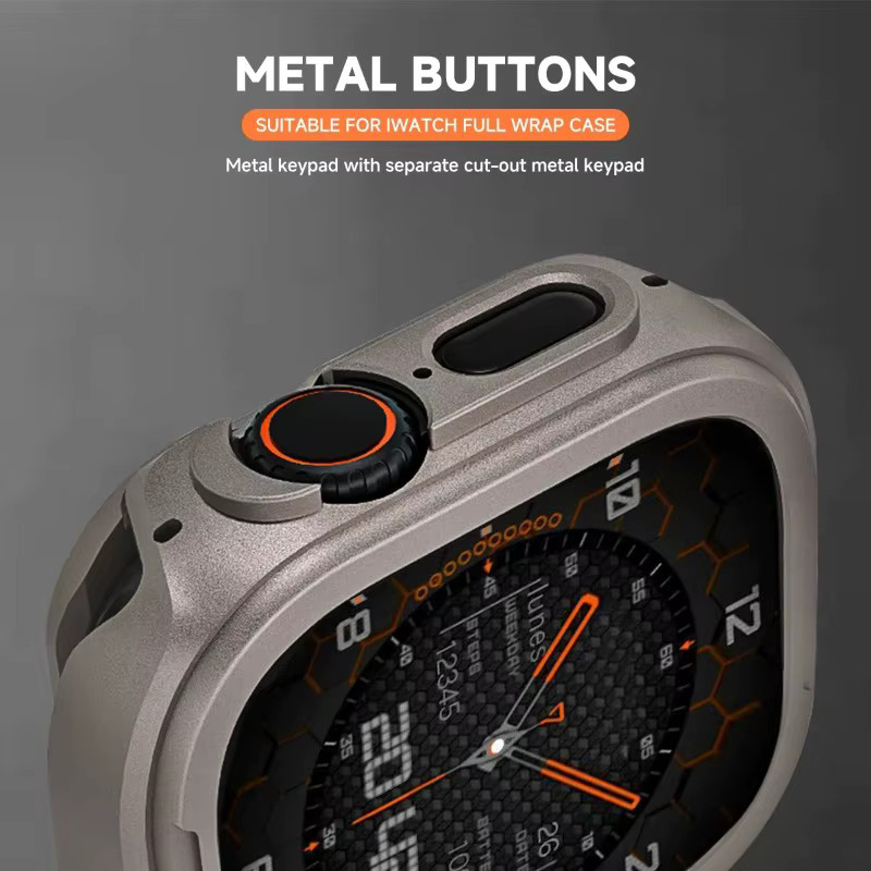 CAOWTAN Metallgehäuse für Apple Watch 49 mm, 46 mm, 42 mm, 44 mm und 45 mm, Aluminium Schutzgehäuse und Stoßstangenrahmen für iWatch Serie 10 zum Wechsel auf Ultra-Design - Bild 6