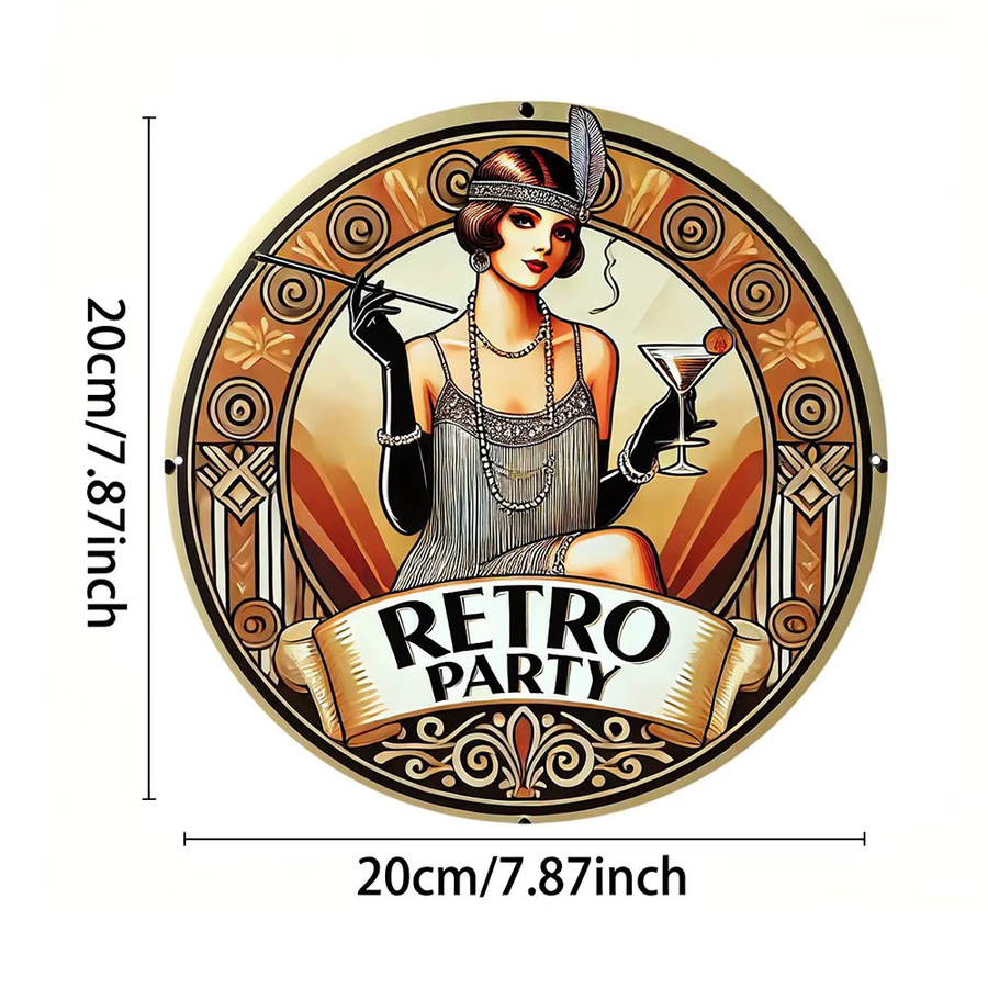 HELLOYOUNG Retro-Metallkranz Wandkunst mit floralem Design, rundes Wandschild in Multicolour, Durchmesser: 20 cm - Bild 2