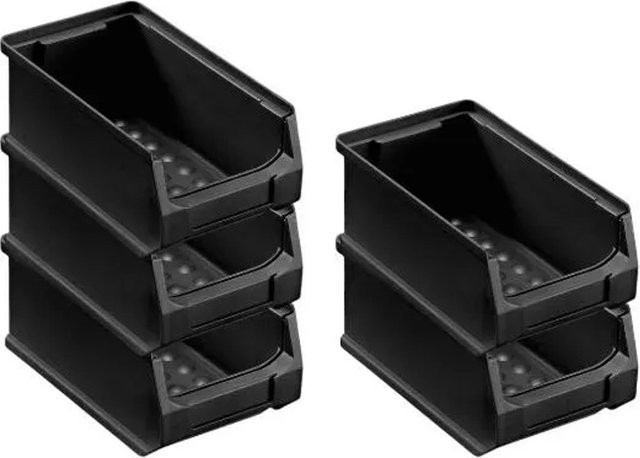PROREGAL ESD Sichtlagerbox SparSet 5er Pack, Schwarz, H x B x T: 7,5 x 5 x 17,5 cm, 0,8 Liter - Bild 1