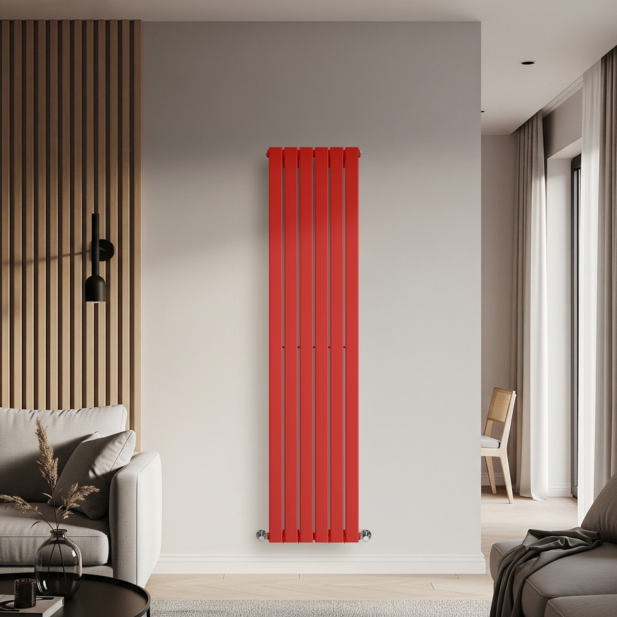 Einlagiger Design-Heizkörper Delta Vertikal in Rot, Höhe: 178 cm, Breite: 42 cm - Bild 1