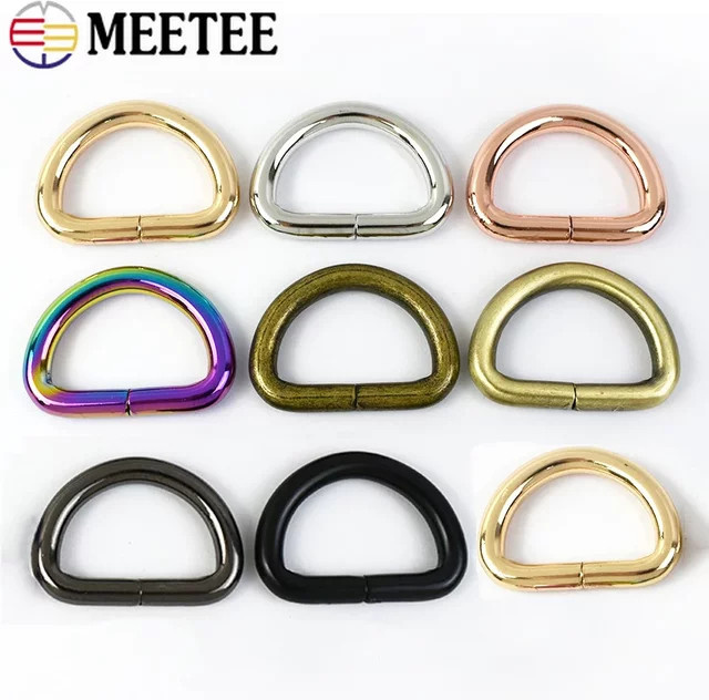 Meetee D-Ringe aus Metall in Schwarz für Taschenriemen und Rucksackgurte, 25 mm - Bild 1