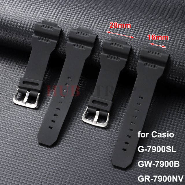 Casio Uhrenarmband Silikon, Schwarz, Unisex, 16*28mm - Bild 1