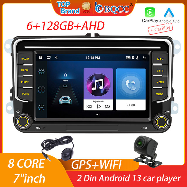 BQCC Android 13 Octa Core Autoradio mit 7 Zoll Display, Mirrorlink, Carplay, WIFI und GPS für Volkswagen VW CC Passat B7 Polo Golf 5 6 Jetta mk5 mk6 in Schwarz - Bild 1