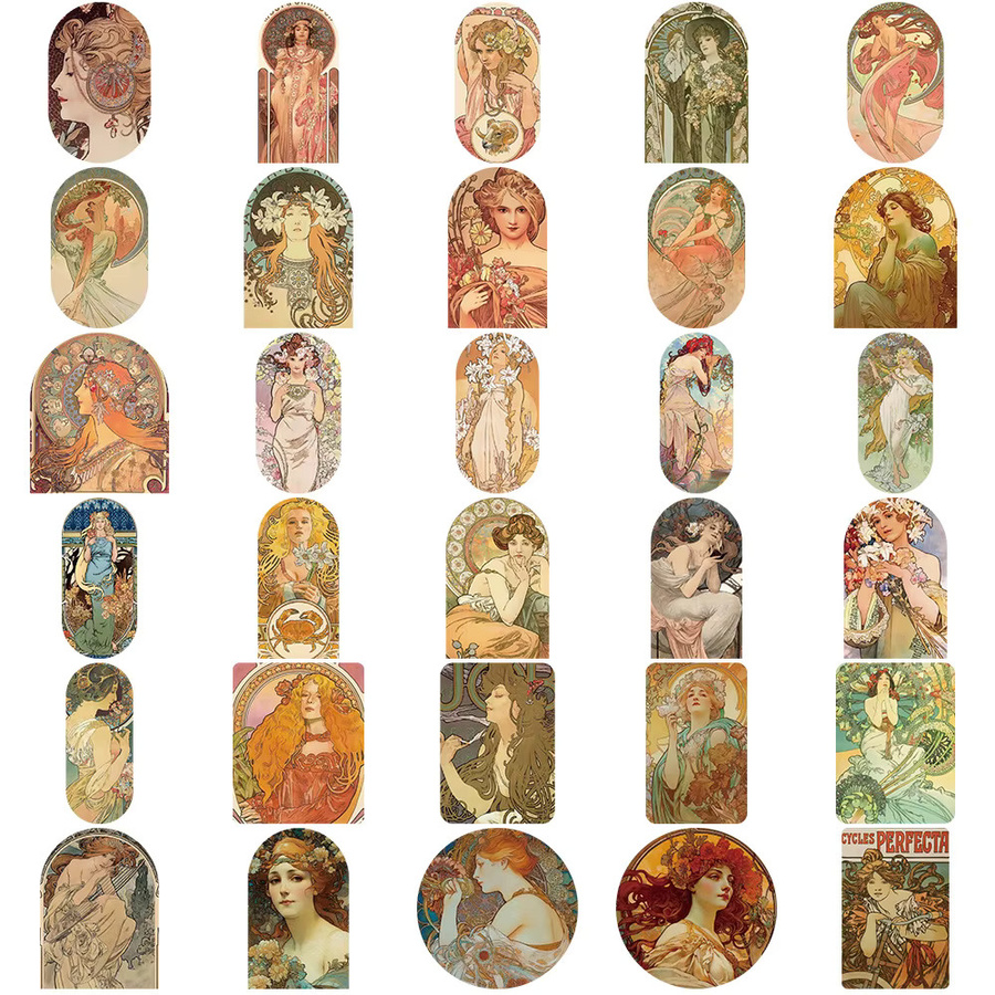Bandai Mucha's Song Retro Literatur- und Kunsthandbuch Dekoration Computer-Aufkleber, 60 Stück - Bild 2