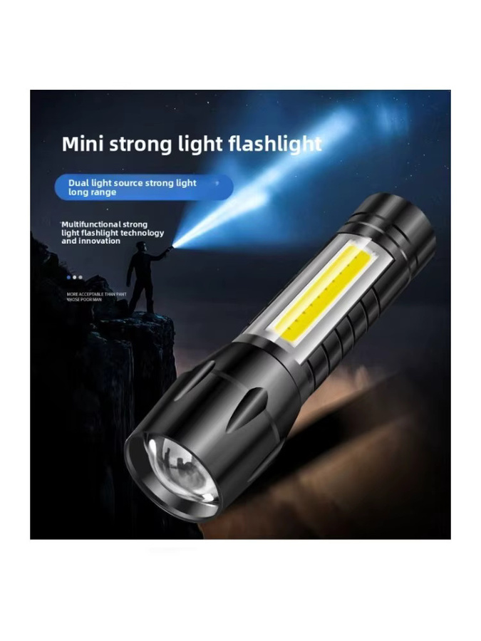 QHSPE Mini-Taschenlampe aus Aluminiumlegierung, wiederaufladbarer und zoombarer LED-Strahler für den täglichen Gebrauch - Bild 6