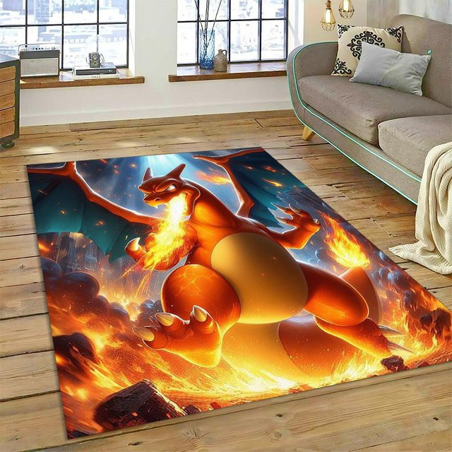 Pokémon Teppich mit Glurak, Glumanda und Dracaufeu Design, bunt, B/H: 60 x 40 cm - Bild 1