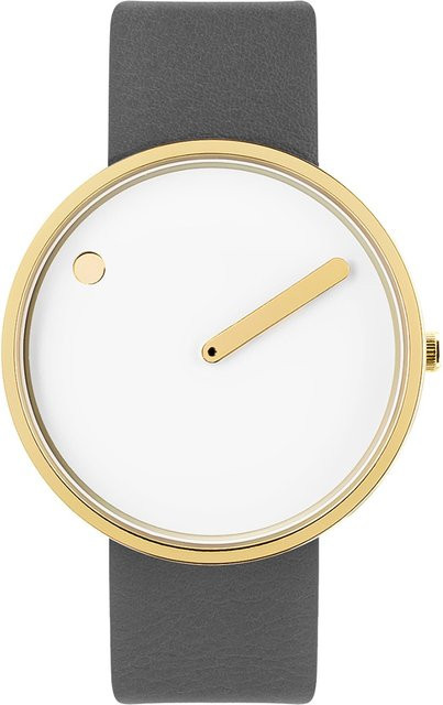 Picto Analoguhr, Quarz, Edelstahl, Weiß, 40 mm, Leder, Unisex - Bild 1