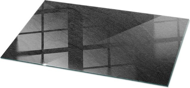 Tulup Tischplatte aus Glas in Schwarz mit Natursteinstruktur, rechteckig, B/T: 100 x 50 cm - Bild 1