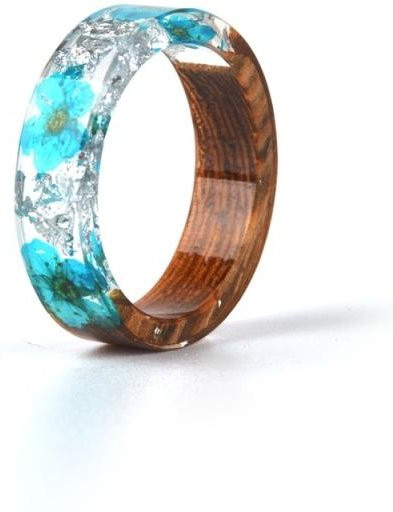 YIRAN Jewelry Ring, Holz-Harz, Blumen, Damen, braun, Größe 6.5 - Bild 1