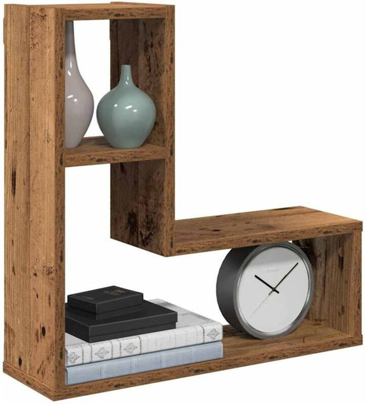 Vidaxl Wandregal Set 2 Stück in Braun im Landhausstil aus Holzwerkstoff, B/H/T: 50 x 50 x 15 cm - Bild 1