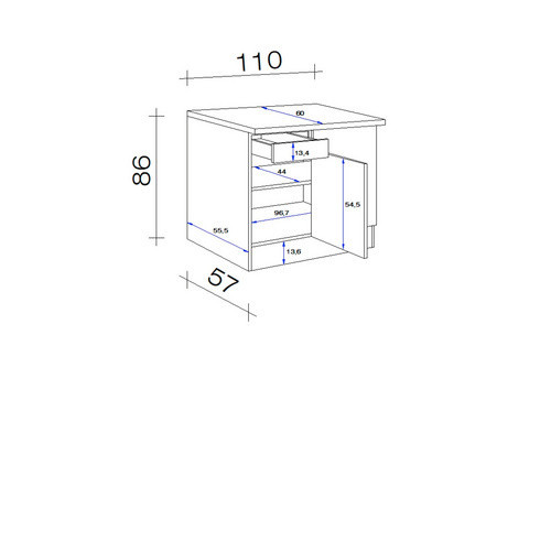 Flex-Well Eck-Unterschrank Sonoma Eiche Nachbildung, B/T/H: 110 x 60 x 86 cm - Bild 3