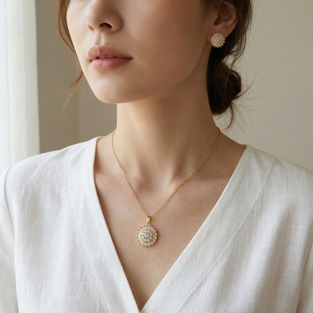 Miallo Schmuck-Set Halskette und Ohrringe, Gold, Zirkonia - Bild 1