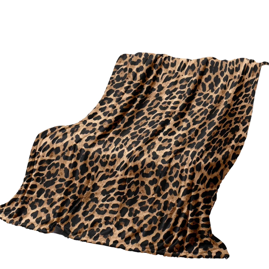 Weiche Flanelldecke mit Leopardenmuster in Braun aus Polyester - Bild 4