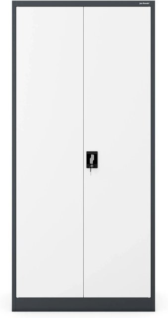 Jan Nowak Aktenschrank aus Metall in Anthrazit-Weiß mit 3-Punkt-Verriegelung und verstellbaren Regalböden, H x B x T: 195 x 90 x 40 cm - Bild 1