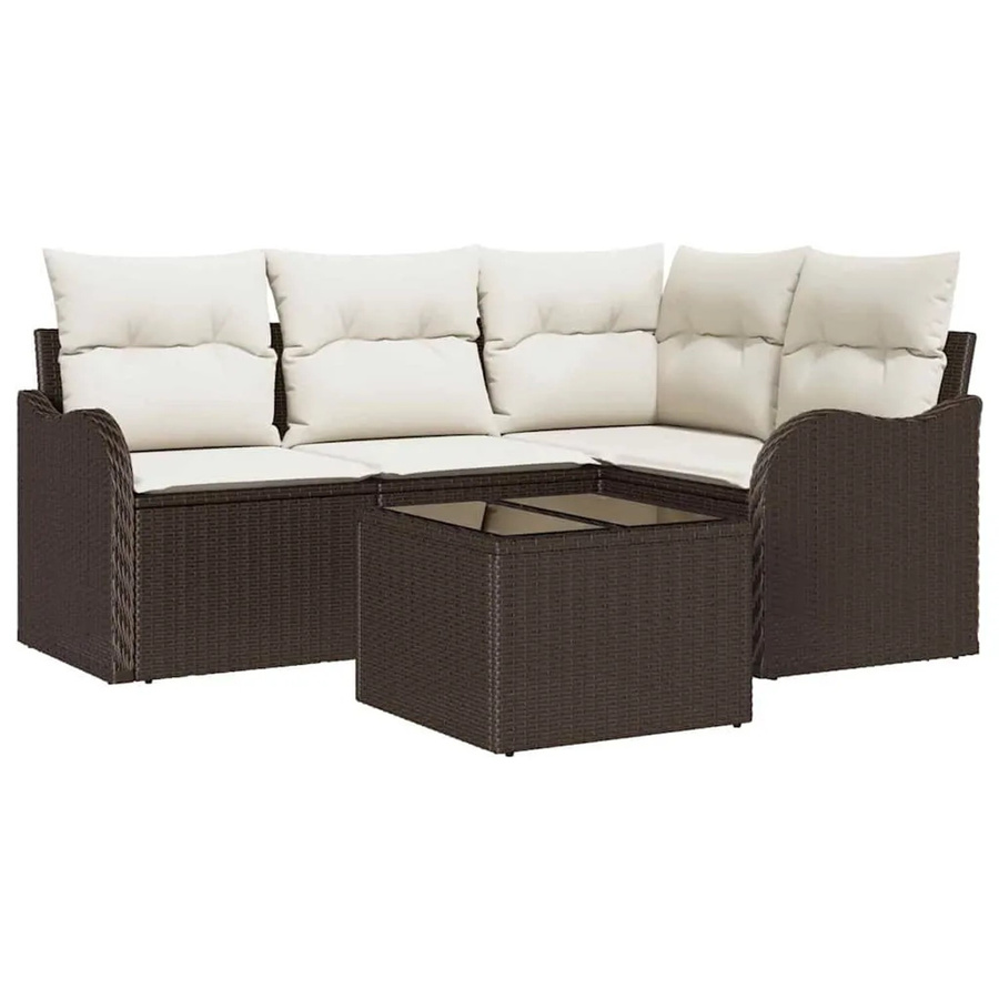 vidaXL Garten-Sofa-Set aus Poly-Rattan in Grau mit 5-teiliger L-Form, Kissen und integriertem Stauraum - Bild 2