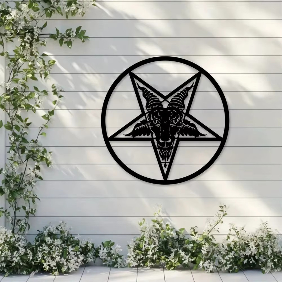 CIFBUY Baphomet-Siegel Wandkunst aus Metall in Schwarz mit geometrischem Tier-Design - Bild 2