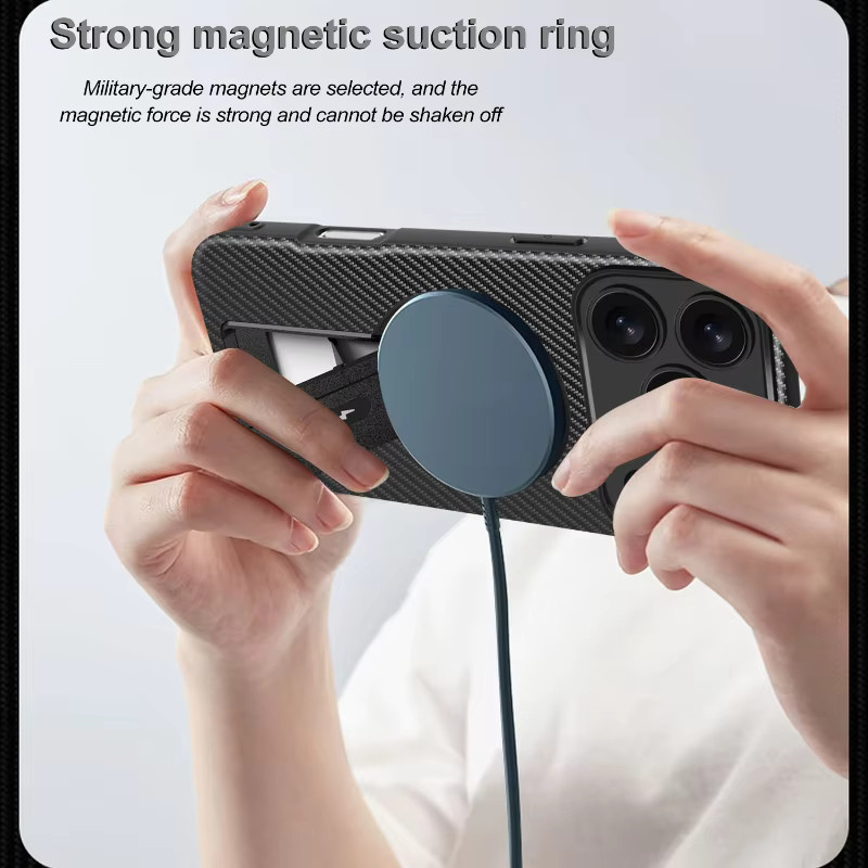 RUWANGAA MagSafe Wireless Charging Schutzhülle für iPhone 17 Pro Max Air, Stoßfeste Handyhülle aus TPU und PC, Schwarz - Bild 4