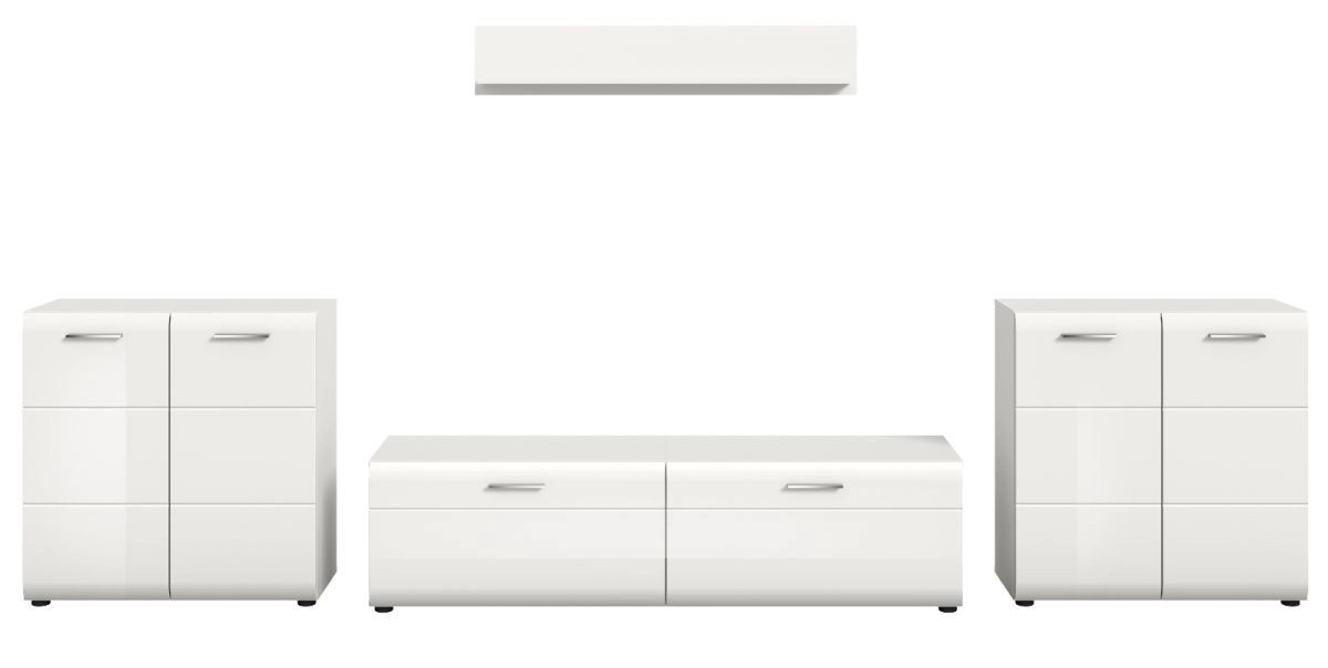 Wohnwand Inn.Furn in Weiß Hochglanz mit Lowboard, Wandschrank und offenen Regalen, B: 350 cm, H: 160 cm - Bild 4