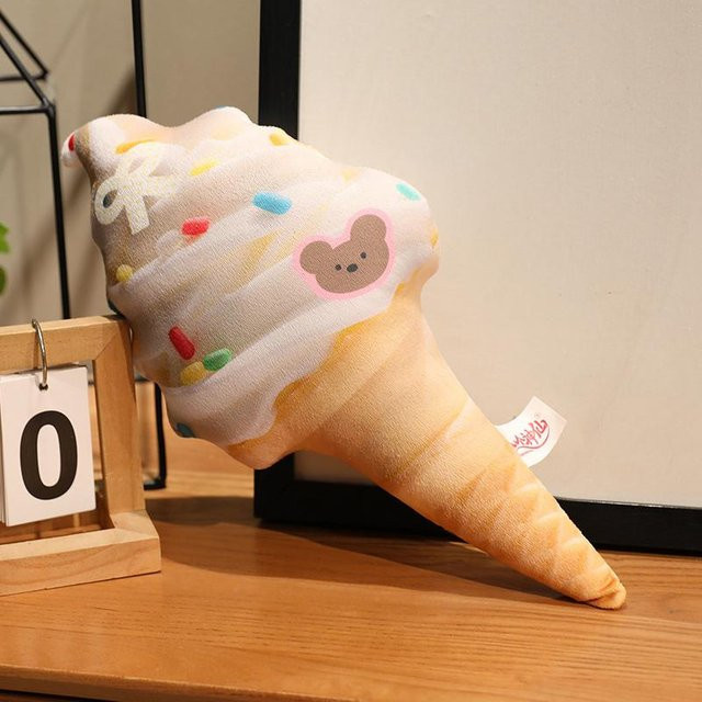 Binchi Fitness Eiswaffel-Stofftier Realistisches Eiscreme-Kissen in Weiß, Breite: 50 cm - Bild 1