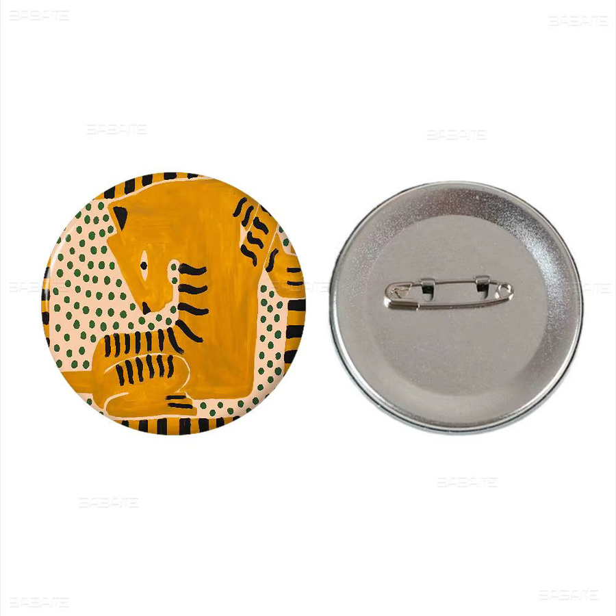 Brosche Weißblech, Silber, Tiger Leopard, Vintage - Bild 5