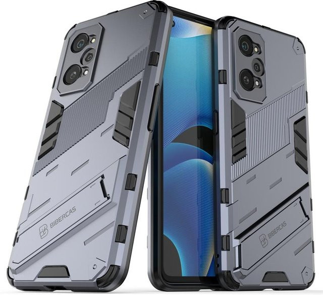 Realme GT Neo2 Handyhülle im Punk-Stil mit Schutz-Rüstung und Bumper Case in Grau für Realme GT G, C21Y und GT 5G - Bild 1
