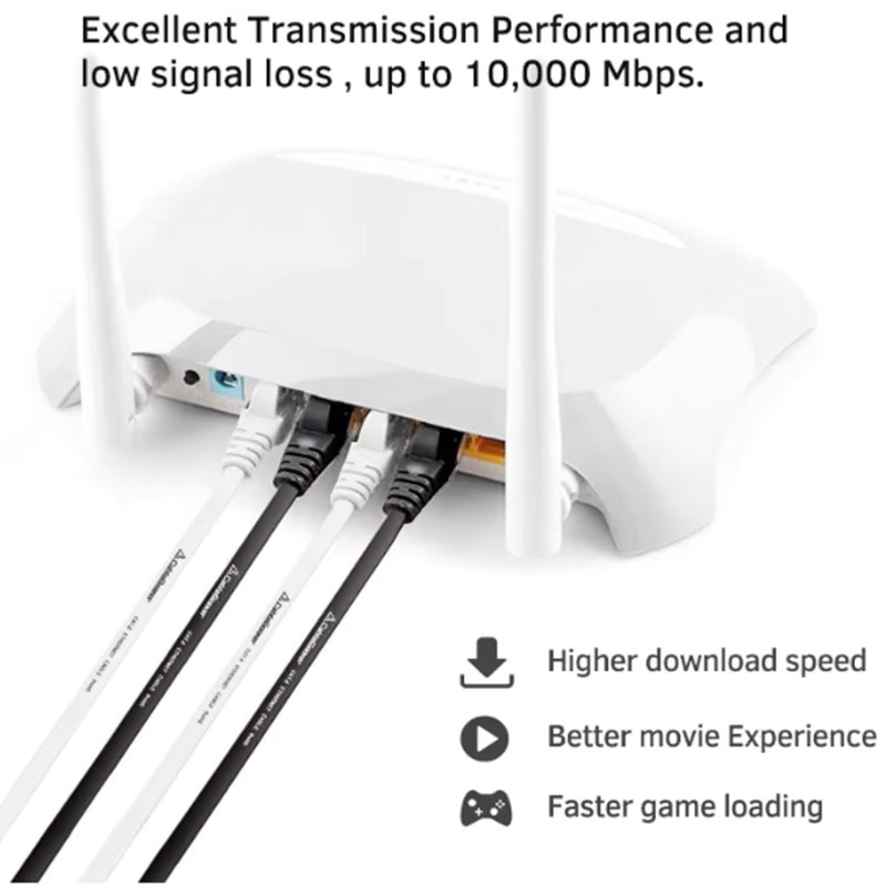 AXONUS Cat7 Flat Ethernet LAN Kabel, geschirmtes High Speed Patchkabel 10 Gbit/s 600 MHz, schwarz - Bild 2
