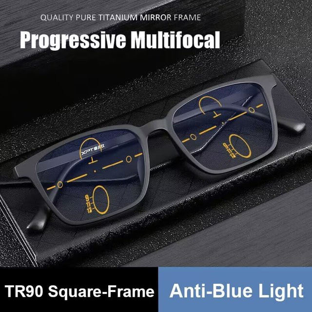 ISENGHUO Lesebrille, Titan, Vollrand, Square, Unisex, Schwarz - Bild 1