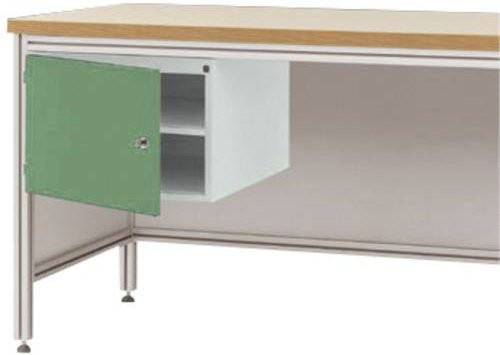 Manuflex Gehäuse-Unterbau ZB4723.6011 für ALU-Arbeitstische in Grau, Nutzhöhe: 30 cm, für Tischtiefe: 80 cm, Türanschlag links - Bild 1