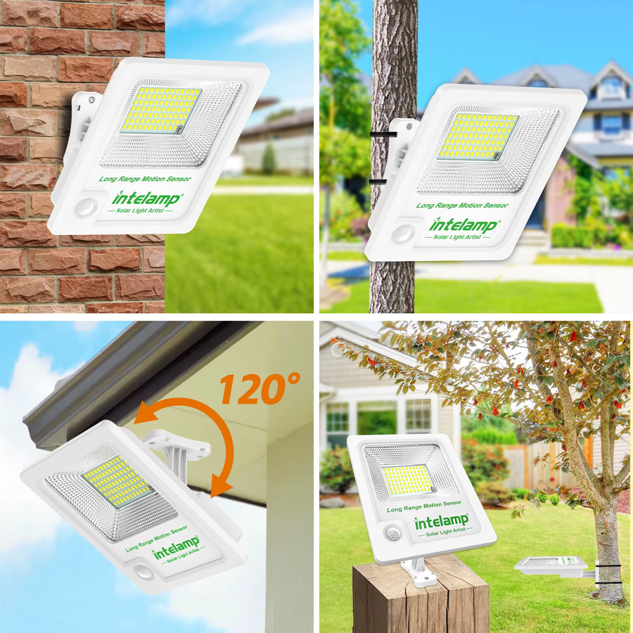 Intelamp LED Solar Wandlampe mit Bewegungssensor, 3000 Lumen, IP65 wasserdicht, Weiß - Bild 6