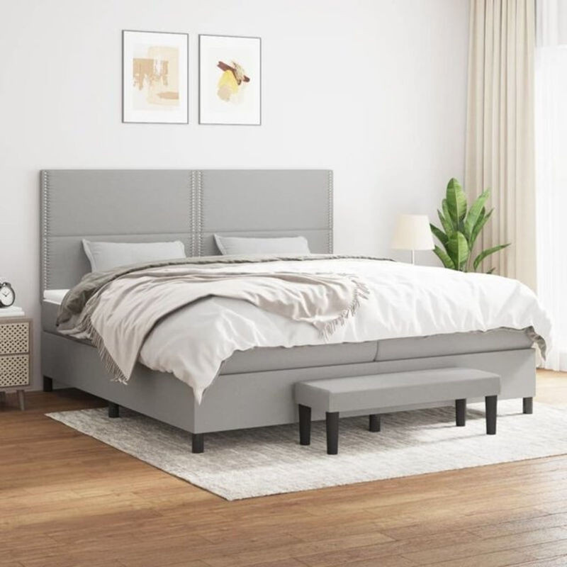 Vidaxl Boxspringbett mit Matratze in Grau aus Stoff und Holzwerkstoff B/T: 200 x 200 cm - Bild 1