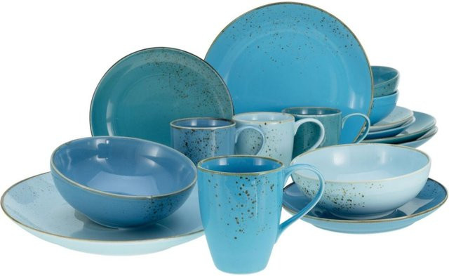 CreaTable Nature Collection Kombiservice 16-teilig aus Keramik in Blau - Bild 1